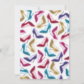 モダン金ゴールドハイヒールの水色 招待状 (裏面)