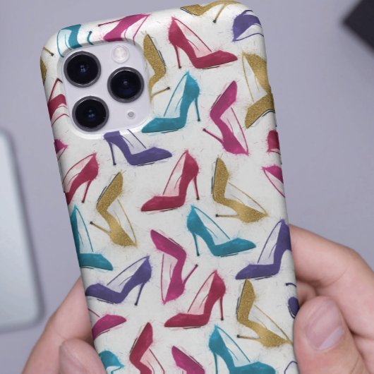 モダン金ゴールドハイヒールシューズ水色 Case-Mate iPhoneケース