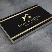 モダン金ゴールドハウスロ実在ゴエテート不動産仲介業者ブラック 名刺