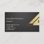 モダン金ゴールドハウス実在ロゴ不動産仲介業者ブラック 名刺 (裏面)