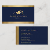 モダン金ゴールドハウス実在ロゴEstate Navy Blue 名刺 (正面/裏面)