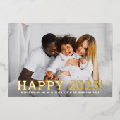 モダン金ゴールドハッピーニューイヤー2025フォトコラージュ 箔シーズンカード (正面)