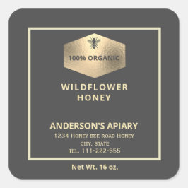 モダン金ゴールドハニビーのハニージャレーベル スクエアシール