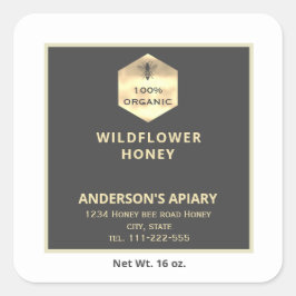 モダン金ゴールドハニビーのハニージャレーベル スクエアシール