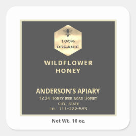 モダン金ゴールドハニビーのハニージャレーベル スクエアシール