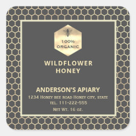 モダン金ゴールドハニビーのハニージャレーベル スクエアシール