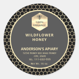 モダン金ゴールドハニビーのハニージャレーベル ラウンドシール