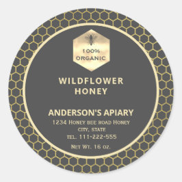 モダン金ゴールドハニビーのハニージャレーベル ラウンドシール
