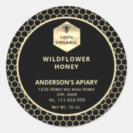 モダン金ゴールドハニビーのハニージャレーベル ラウンドシール