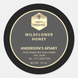モダン金ゴールドハニビーのハニージャレーベル ラウンドシール