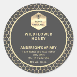 モダン金ゴールドハニビーのハニージャレーベル ラウンドシール