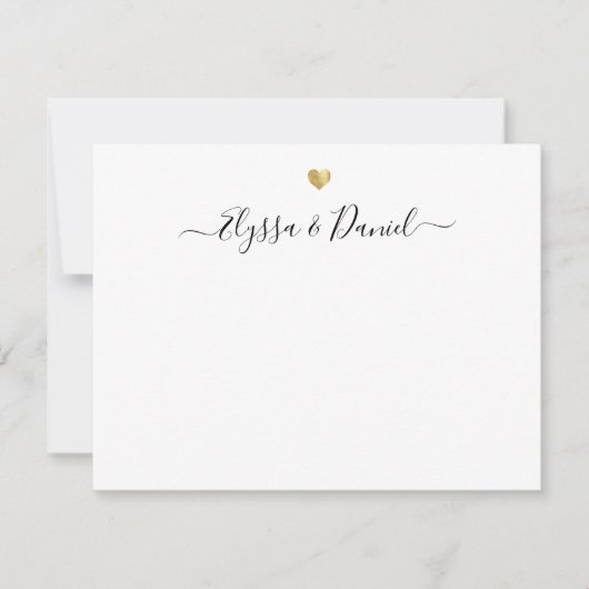 モダン金ゴールドハートありがとうスクリプト名前をカスタムする ノートカード (正面)