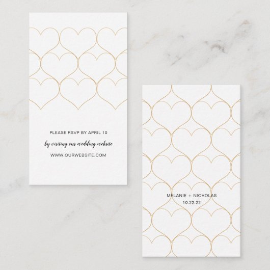 モダン金ゴールドハートウェディングrsvpオンラインカード エンクロージャーカード (正面/裏面)