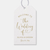 モダン金ゴールドハートス結婚クリプトの歓迎 ギフトタグ (正面)