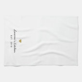 モダン金ゴールドハートパーソナライズされた名 キッチンタオル (横)