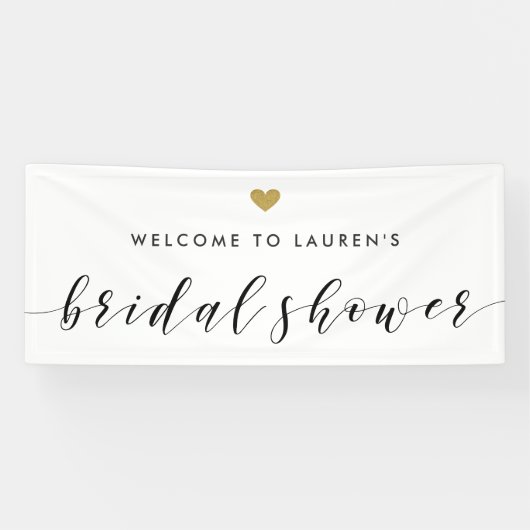 モダン金ゴールドハートブライダルシャワーへようこそ 横断幕 (横)