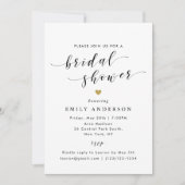 モダン金ゴールドハートブライダルシャワー 招待状 (正面)