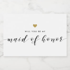 モダン金ゴールドハートメイド・オブ・オーナー（花嫁付き添い人）ギフトラベル フードラベル