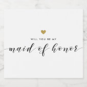 モダン金ゴールドハートメイド・オブ・オーナー（花嫁付き添い人）案 スパークリングワインラベル (シングルラベル)