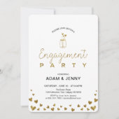 モダン金ゴールドハート婚約パーティ招待状 招待状 (正面)