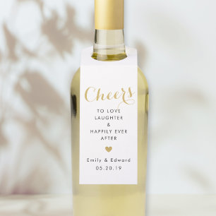 モダン金ゴールドハート応援結婚式の引き出物 ボトルネックタグ