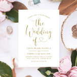 モダン金ゴールドハート書のスクリプ結婚ト 招待状<br><div class="desc">アンティークモダン金ゴールドと白（色は変更可能）結婚式招待状は、シックな書き字とハートアクセントスタイリッシュを備えたタイポグラフィデザインを備えている。招待状のシンプルお祝いに参加する際にエレガントはカスタムパーソナライズされた、のゲストに対して結婚、カップルの名前と重要な儀式の詳細をすべて含むと文字。</div>
