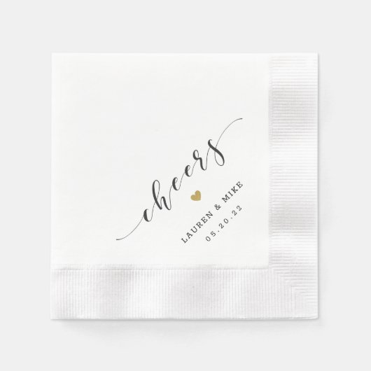 モダン金ゴールドハート結婚応援 縁ありカクテルナプキン (正面)