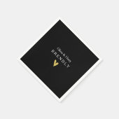 モダン金ゴールドハート結婚紙ナプキンス – ブラック スタンダードカクテルナプキン (角)