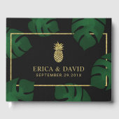 モダン金ゴールドパイナップル熱帯結婚病 ゲストブック (正面)