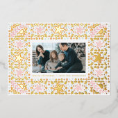 モダン金ゴールドパステル写真クリスマステーマ枠 箔シーズンカード (正面)