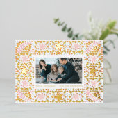 モダン金ゴールドパステル写真クリスマステーマ枠 箔シーズンカード (立ち正面)