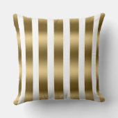 モダン金ゴールドパターストライプンの白い背景 クッション (裏面)