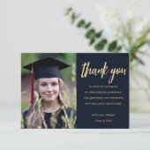 モダン金ゴールドパーソナライズされたグリッター サンキューカード (スタンド正面)