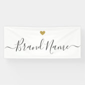 モダン金ゴールドパーソナライズされたハートロゴ名 横断幕 (横)