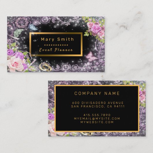 モダン金ゴールドパーティー名刺の追加 名刺 (正面/裏面)