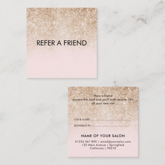 モダン金ゴールドピエレガントンク美しいサロン 紹介カード (正面/裏面)