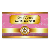 モダン金ゴールドピンクドッグウォーカーペットシッター気に動物 マグネット名刺 (正面)