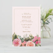 モダン金ゴールドピンクフローラバラブライダルシャワー 招待状 (スタンド正面)