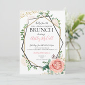 モダン金ゴールドピンク幾何ブライダルシャワー招待状 招待状 (スタンド正面)