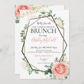 モダン金ゴールドピンク幾何ブライダルシャワー招待状 招待状 (正面/裏面)