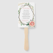 モダン金ゴールドピンク幾何結婚式 プログラム ハンドファン (裏面)