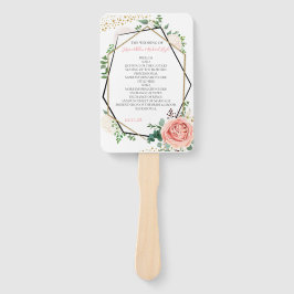 モダン金ゴールドピンク幾何結婚式 プログラム ハンドファン