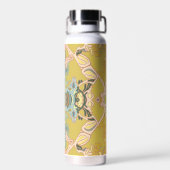 モダン金ゴールドピンク青のバロック模様 ウォーターボトル (背面)