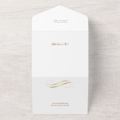 モダン金ゴールドフェイククリスマスツリーファミリーマルチフォト オールインワン招待状 (外側)