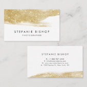 モダン金ゴールドフェイクグリッタースパークルブラシストローク 名刺 (正面/裏面)