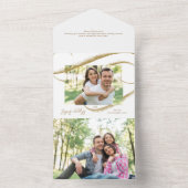 モダン金ゴールドフェイクグリッターブラシストローク写真 オールインワン招待状 (内側)