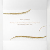 モダン金ゴールドフェイクグリッターブラシストローク写真 三つ折りクリスマスカード (内部中)