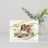 モダン金ゴールドフェイクグリッターブラシストローク写真 箔シーズンポストカード (立ち正面)