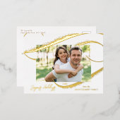 モダン金ゴールドフェイクグリッターブラシストローク写真 箔シーズンポストカード (正面/裏面)