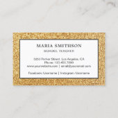 モダン金ゴールドフェイクグリッターペンシルスクール先生 名刺 (裏面)